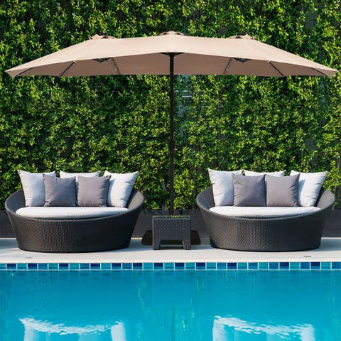 Patio Large Crank Handle Umbrella with LED Lights