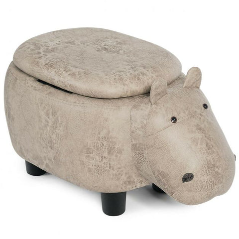 Baby Hippo Small Footstool for Kids in Grey