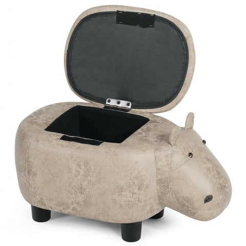 Baby Hippo Small Footstool for Kids in Grey