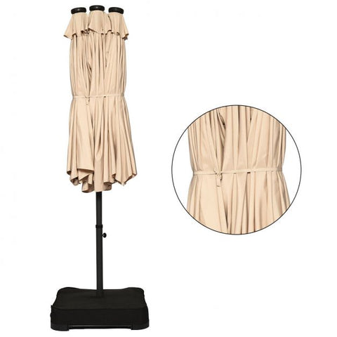 Patio Large Crank Handle Umbrella with LED Lights