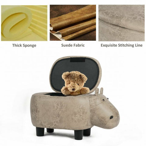 Baby Hippo Small Footstool for Kids in Grey