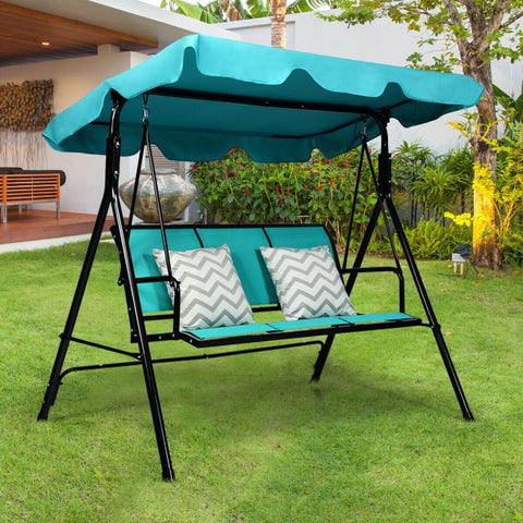 Summer Garden 3 Seater Swing Chair with Steel Frame and Adjustable Canopy