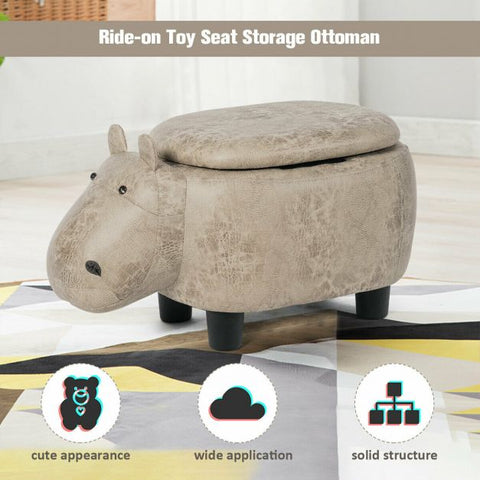 Baby Hippo Small Footstool for Kids in Grey