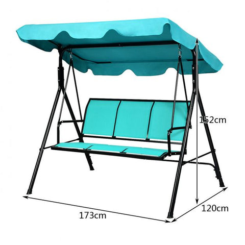 Summer Garden 3 Seater Swing Chair with Steel Frame and Adjustable Canopy