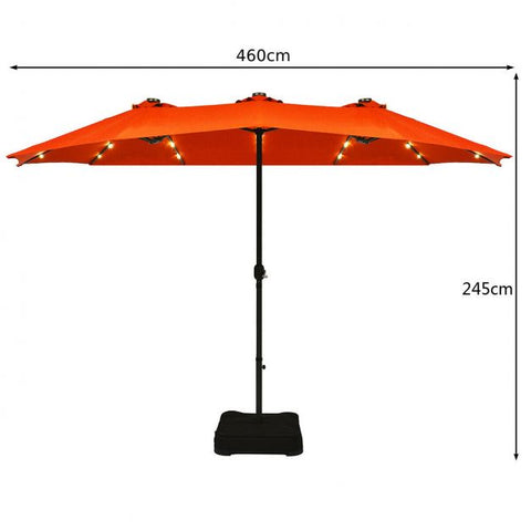 Patio Large Crank Handle Umbrella with LED Lights