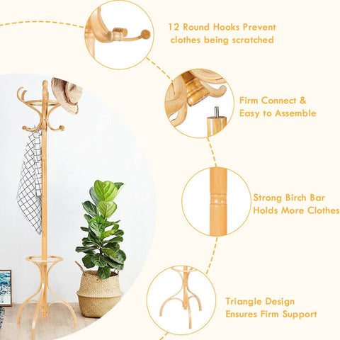 Practical Coat Rack with 360° Rotating Top and Stable Design