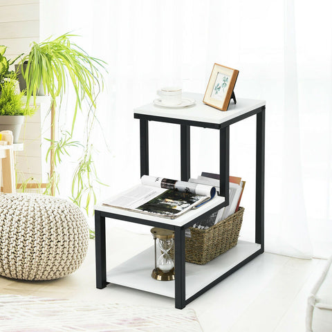 Modern Industrial Style Side Table with Square Design and 3 Tiers