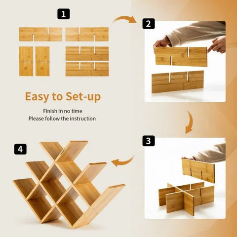 Compact and Exquisite 8 Bottle Wine rack with Bamboo Construction and Elegant Design