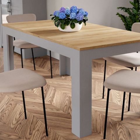 Multi-Use and Versatile Dining Table with Oak Finish and Elegant Rustic Style