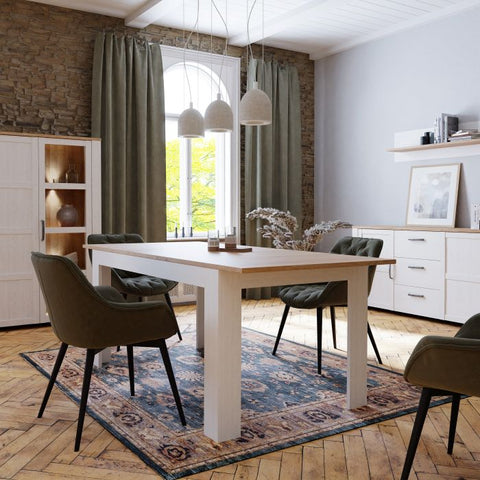 Multi-Use and Versatile Dining Table with Oak Finish and Elegant Rustic Style