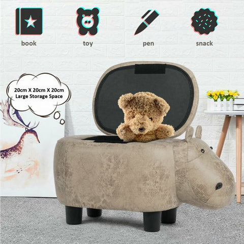 Baby Hippo Small Footstool for Kids in Grey