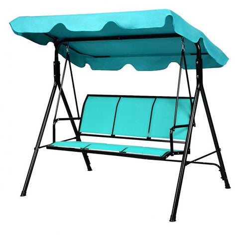 Summer Garden 3 Seater Swing Chair with Steel Frame and Adjustable Canopy