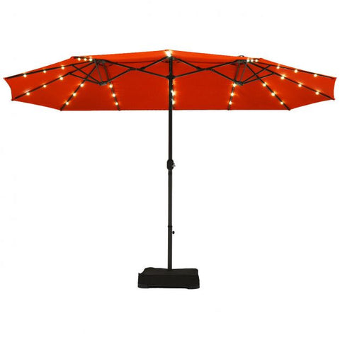 Patio Large Crank Handle Umbrella with LED Lights