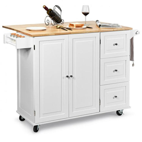Stylish and Classy Rubber Wood Kitchen Island Cart with Ample Storage