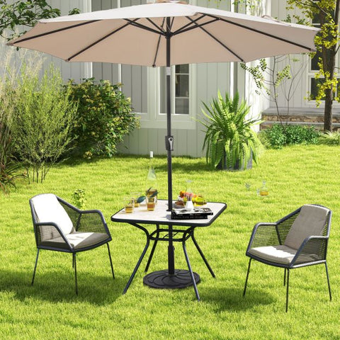 Patio 80 x 80cm Dining Table with Faux Marble Table Top in Grey
