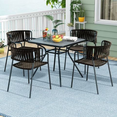 Patio 80 x 80cm Dining Table with Faux Marble Table Top in Grey