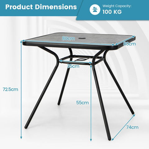 Patio 80 x 80cm Dining Table with Faux Marble Table Top in Grey