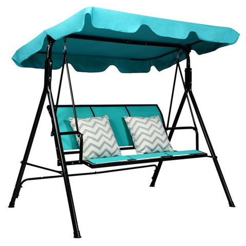 Summer Garden 3 Seater Swing Chair with Steel Frame and Adjustable Canopy