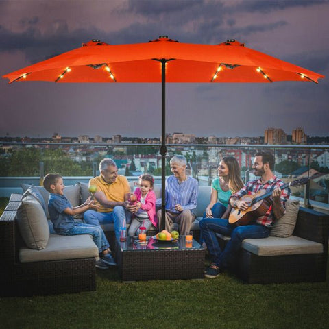 Patio Large Crank Handle Umbrella with LED Lights