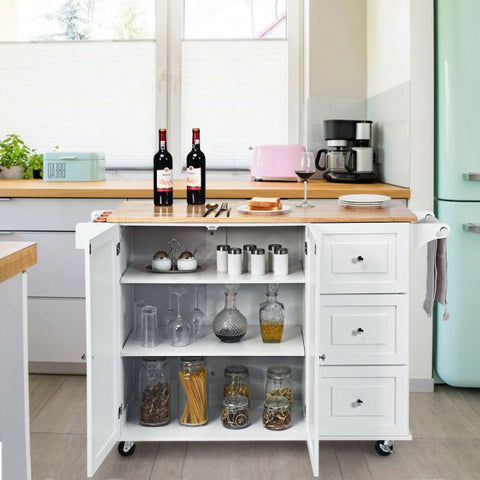 Stylish and Classy Rubber Wood Kitchen Island Cart with Ample Storage
