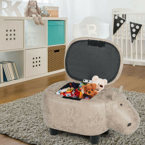 Baby Hippo Small Footstool for Kids in Grey