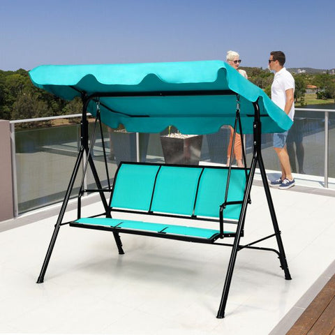 Summer Garden 3 Seater Swing Chair with Steel Frame and Adjustable Canopy