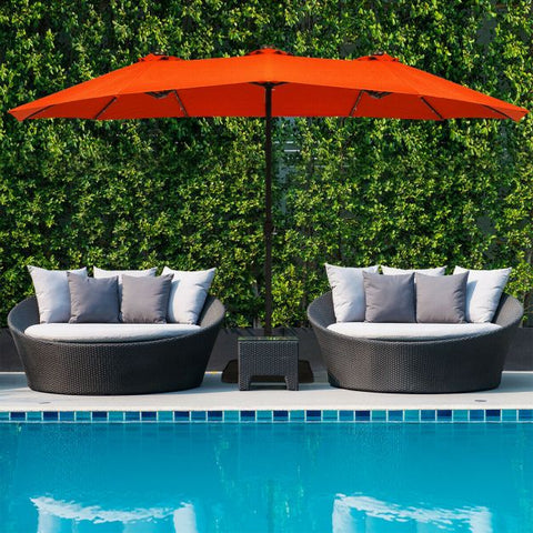 Patio Large Crank Handle Umbrella with LED Lights