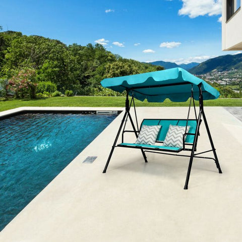 Summer Garden 3 Seater Swing Chair with Steel Frame and Adjustable Canopy