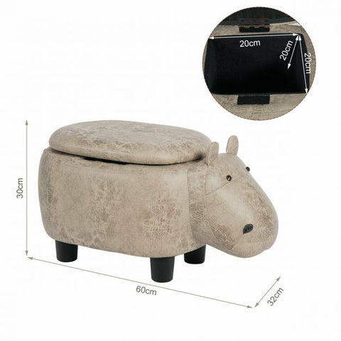 Baby Hippo Small Footstool for Kids in Grey