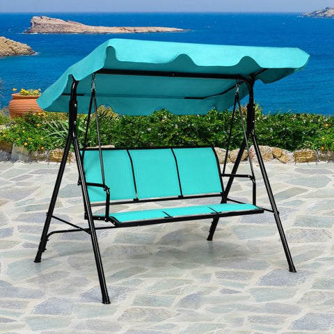 Summer Garden 3 Seater Swing Chair with Steel Frame and Adjustable Canopy