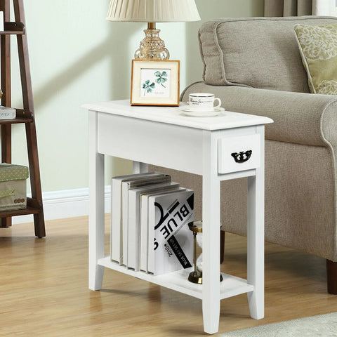 Compact and Elegant Rubber Wood Side Table with 2 Tier Design and Ample Storage