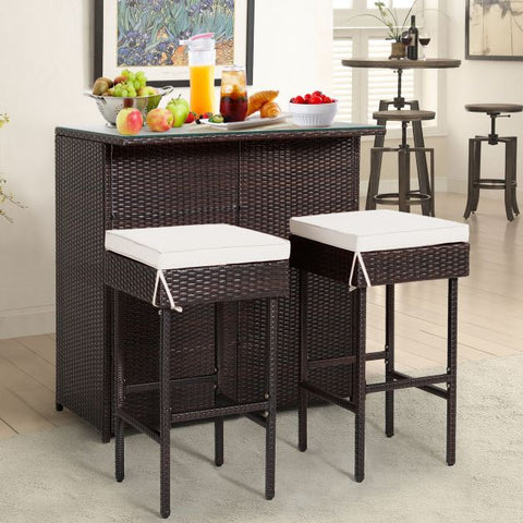 Garden Bar Table and Stools Set with soft cushions in Turquoise