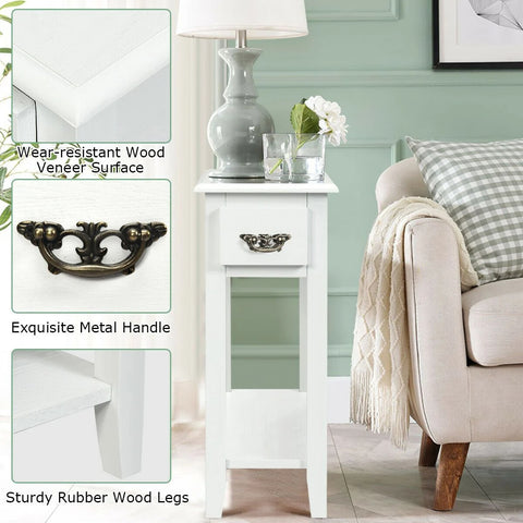 Compact and Elegant Rubber Wood Side Table with 2 Tier Design and Ample Storage