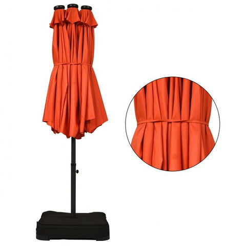 Patio Large Crank Handle Umbrella with LED Lights