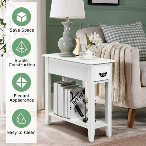 Compact and Elegant Rubber Wood Side Table with 2 Tier Design and Ample Storage
