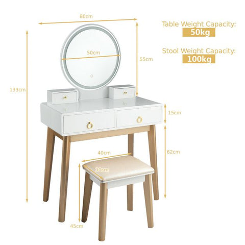 Upper Class Dressing Table with Mirror and Stool