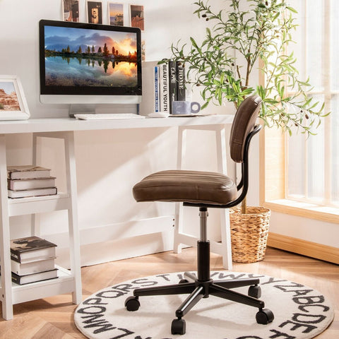 Adjustable Armless Chair with 360 Degree Rotating Seat Ergonomic Backrest