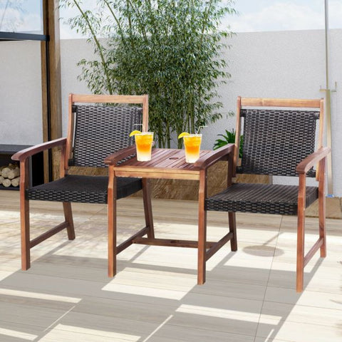 Garden Furniture Set with Durable Natural Wood and Parasols Hole