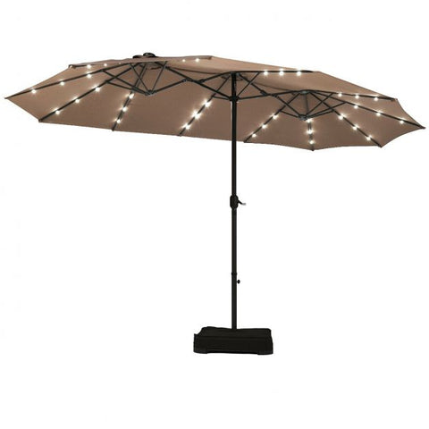 Patio Large Crank Handle Umbrella with LED Lights
