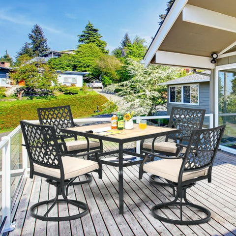 Patio 90cm Dining Table with Powder-Coated Tabletop