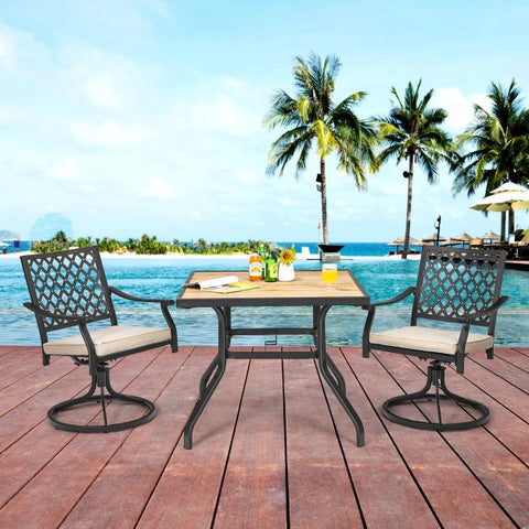 Patio 90cm Dining Table with Powder-Coated Tabletop