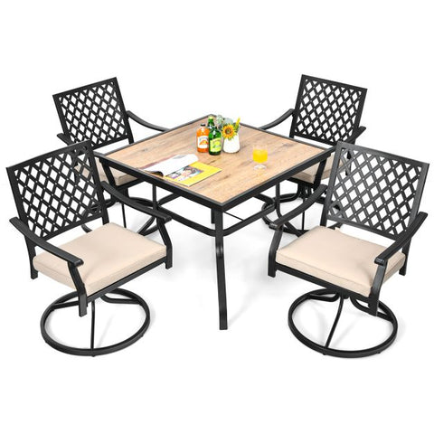 Patio 90cm Dining Table with Powder-Coated Tabletop