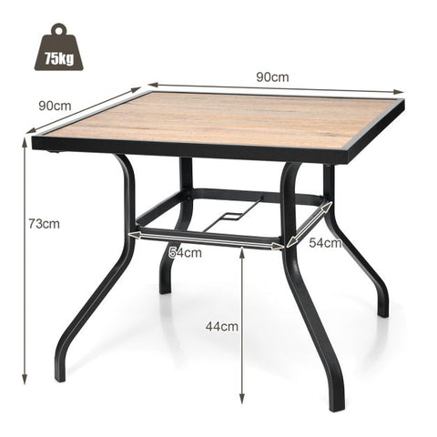 Patio 90cm Dining Table with Powder-Coated Tabletop
