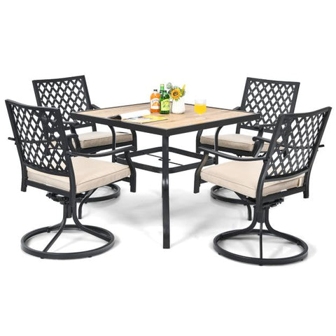 Patio 90cm Dining Table with Powder-Coated Tabletop