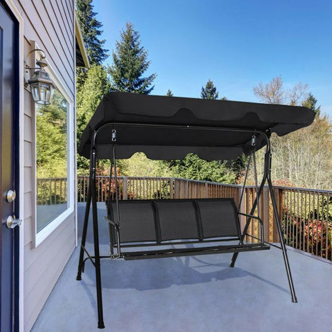 Summer Garden 3 Seater Swing Chair with Steel Frame and Adjustable Canopy