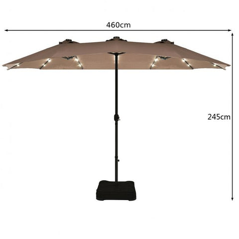 Patio Large Crank Handle Umbrella with LED Lights