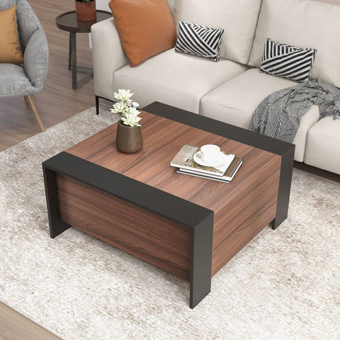 Practical and Stylish Sliding Coffee Table with Square Design and Hidden Storage