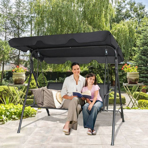 Summer Garden 3 Seater Swing Chair with Steel Frame and Adjustable Canopy