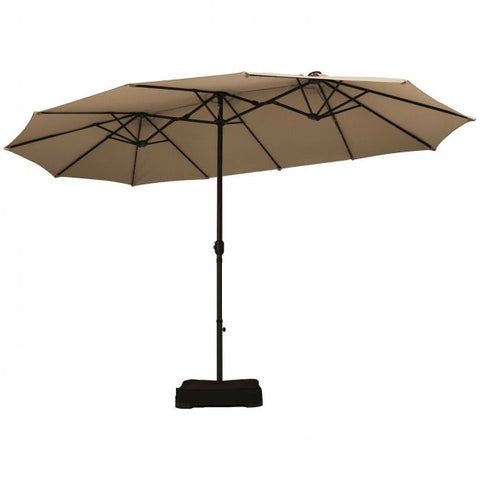 Patio Large Crank Handle Umbrella with LED Lights
