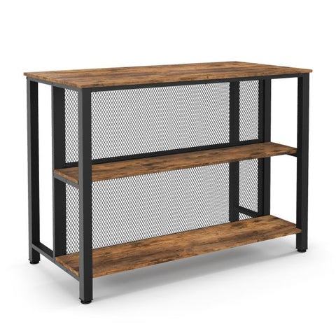 Practical Kitchen Bar Table with Metal Mesh and Sturdy Metal Structure